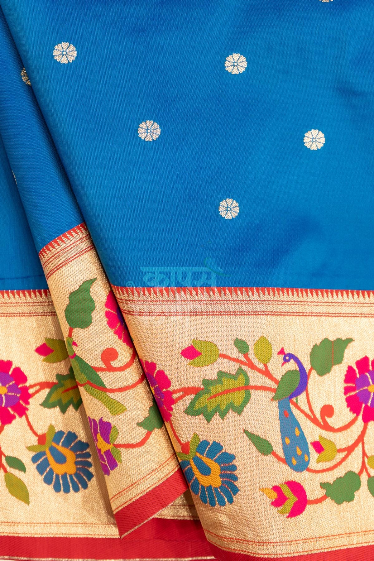 Designer Peacock Parrot Floral Border Saree