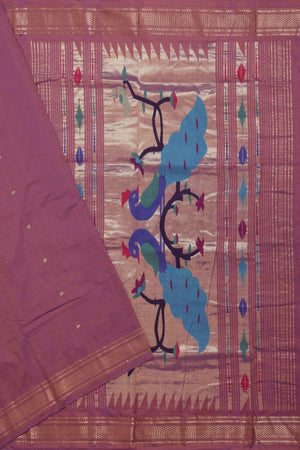 Buy Handloom Cotton Purple Paithani Rich Pallu