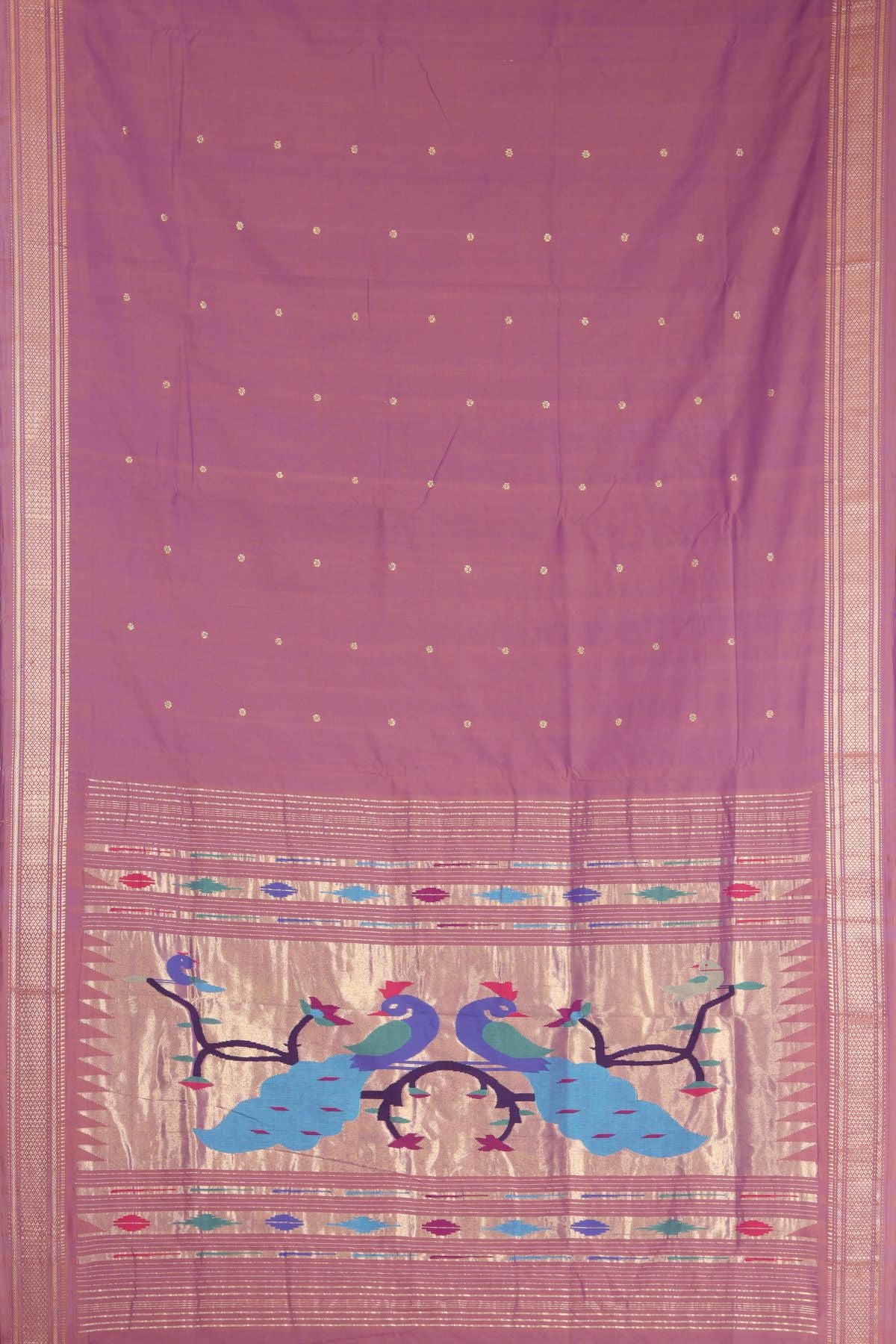 Buy Handloom Cotton Purple Paithani Rich Pallu Online 