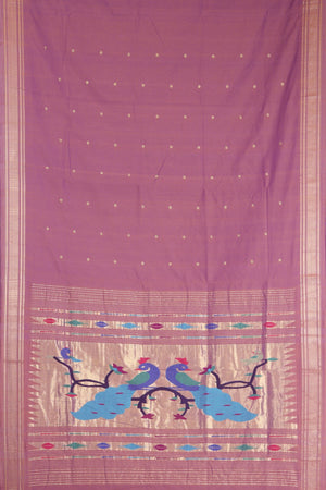 Buy Handloom Cotton Purple Paithani Rich Pallu Online 