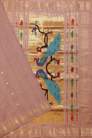 Buy Handloom Cotton Light Brown Paithani Rich Pallu Online