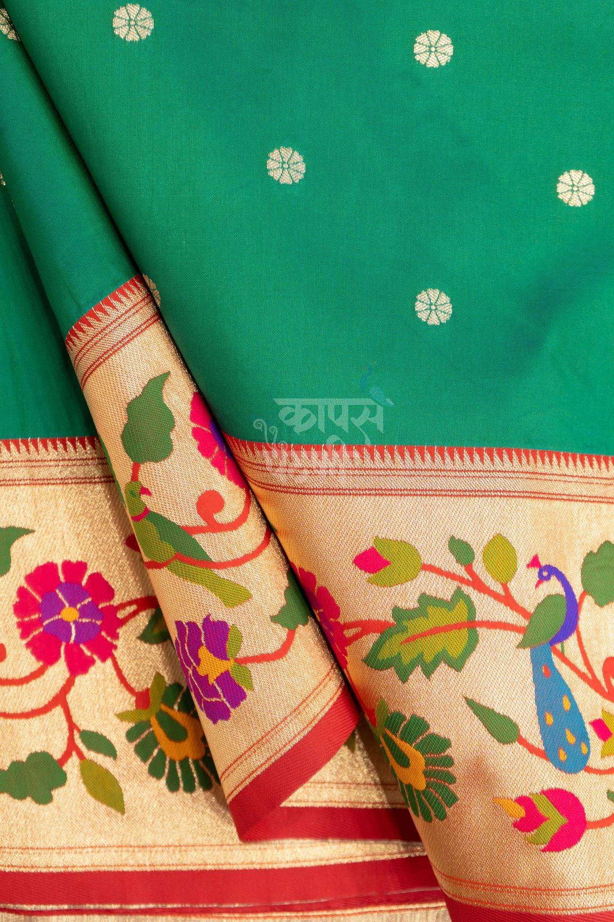 Designer Peacock Parrot Floral Border Saree