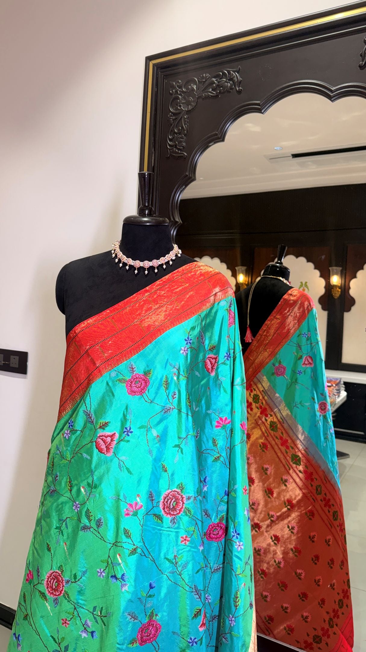 Traditional Pure Silk All Over Petit Work Fusion Saree