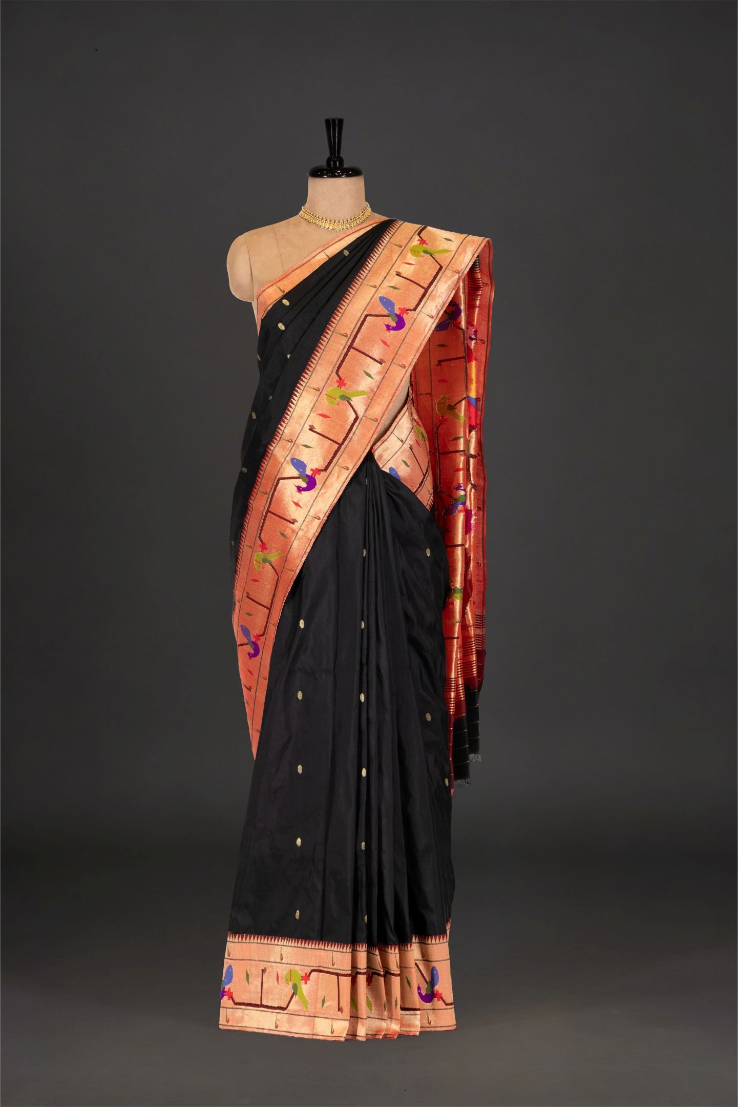 Handloom Peacock Parrot Border Paithani