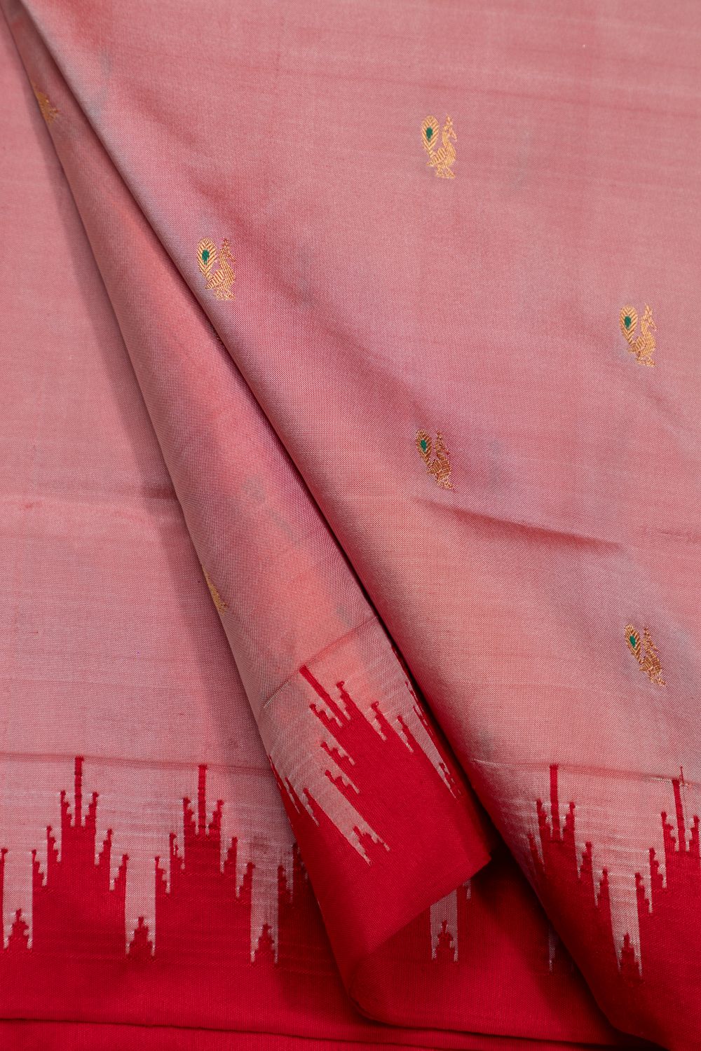 Traditional Pure Silk Small Temple Border Meena Butta Saree