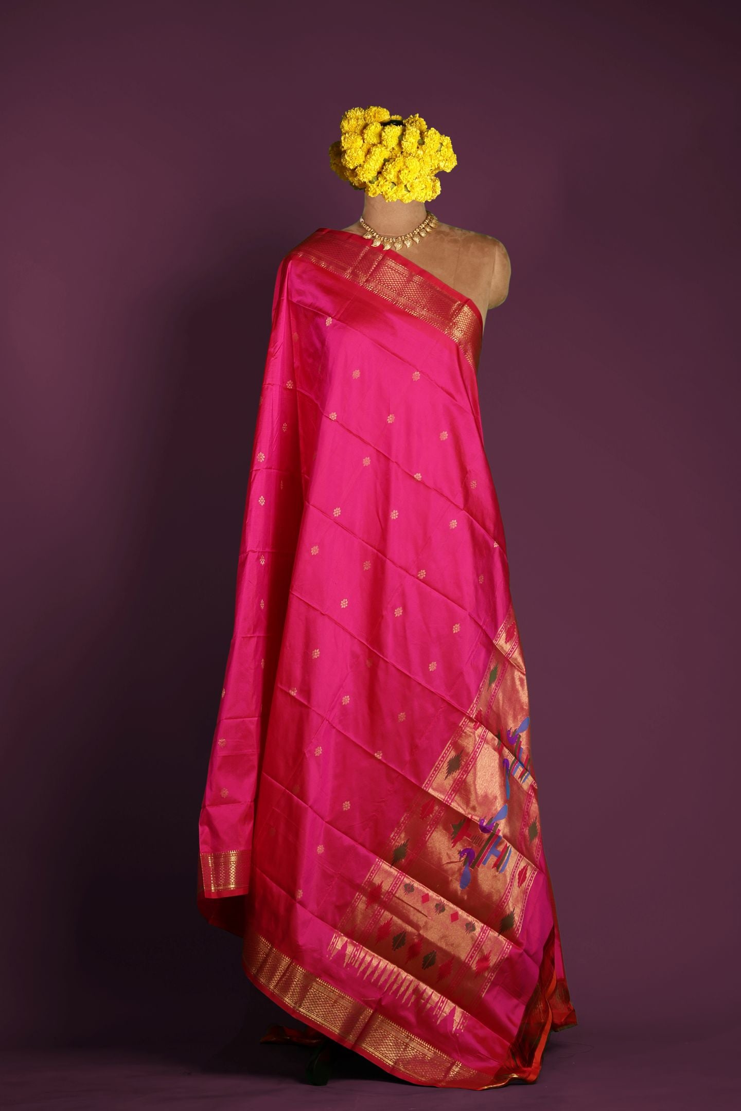 Traditional Pure Silk Narali Border Dupatta