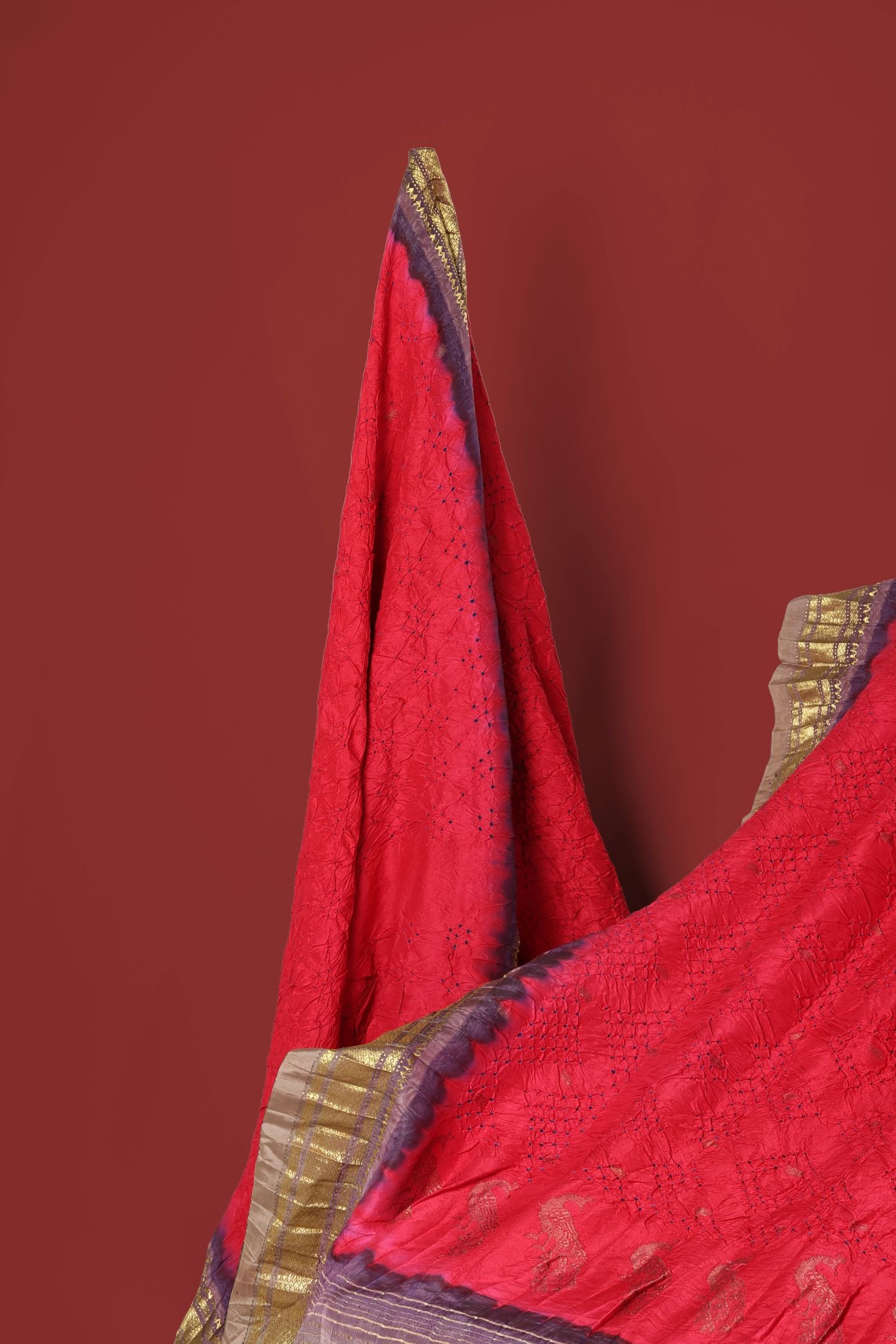 Handloom Side Mor Bandhej Paithani