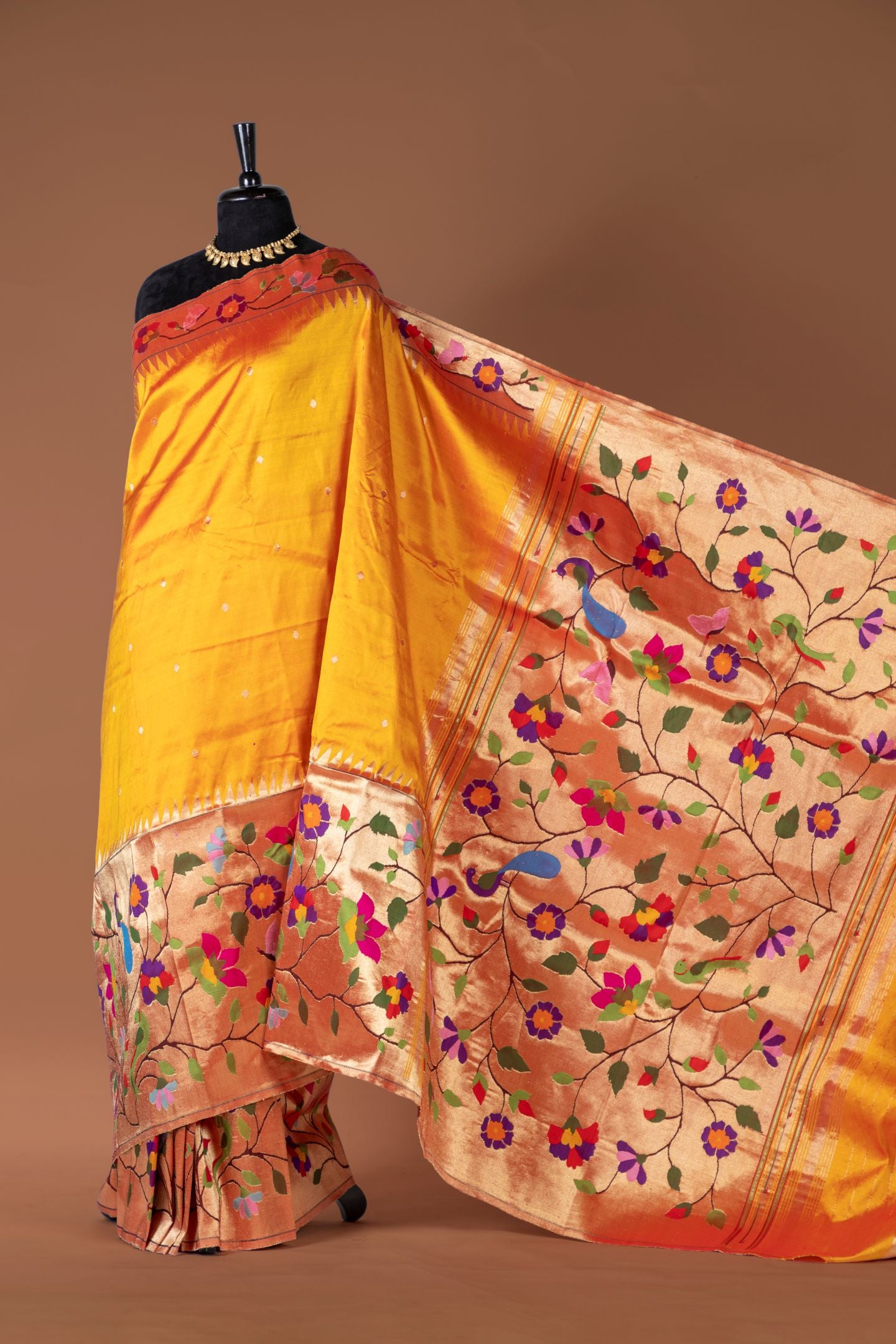 Hand Woven Half All Over Brocade Paithani