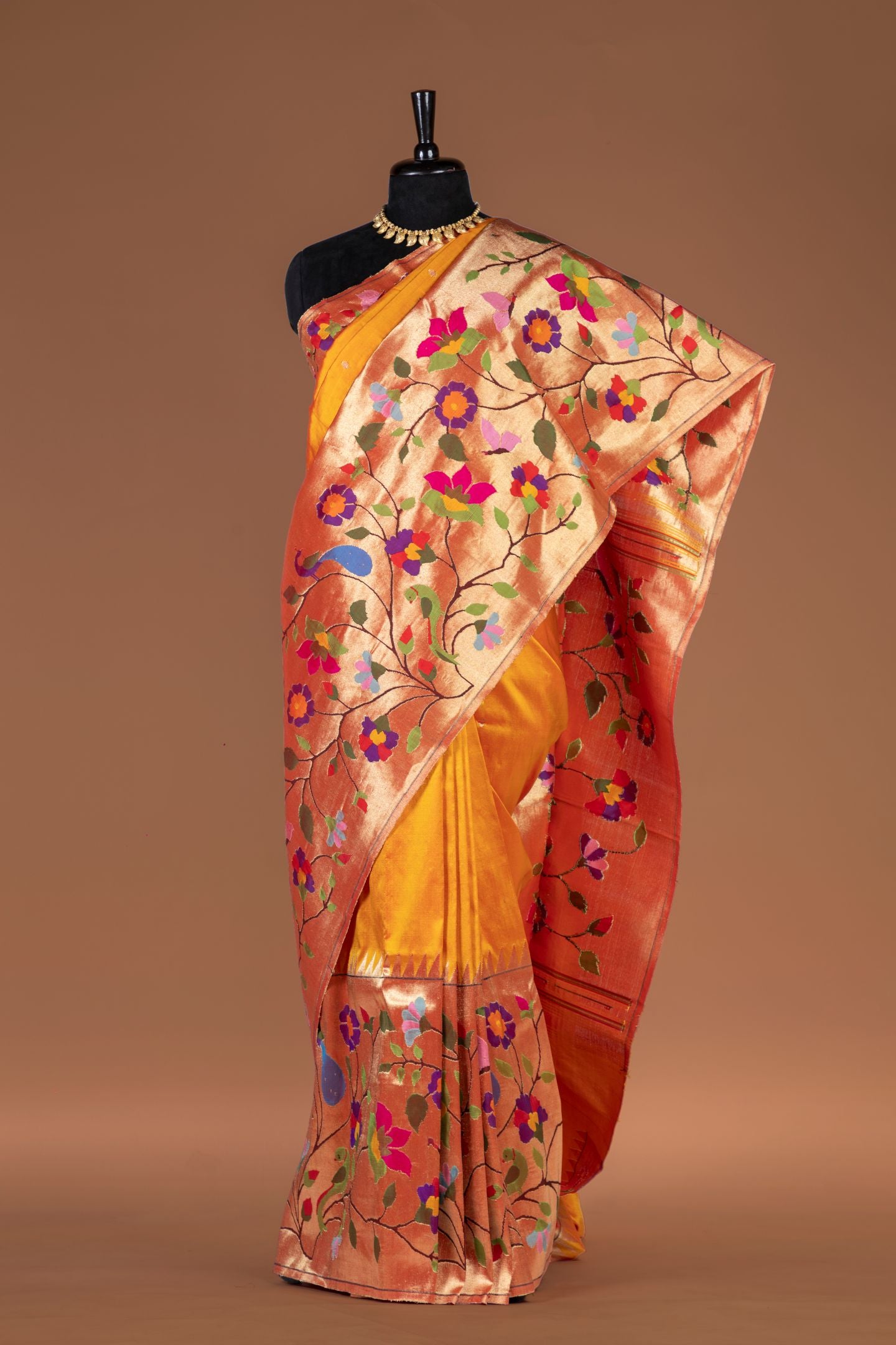 Hand Woven Half All Over Brocade Paithani