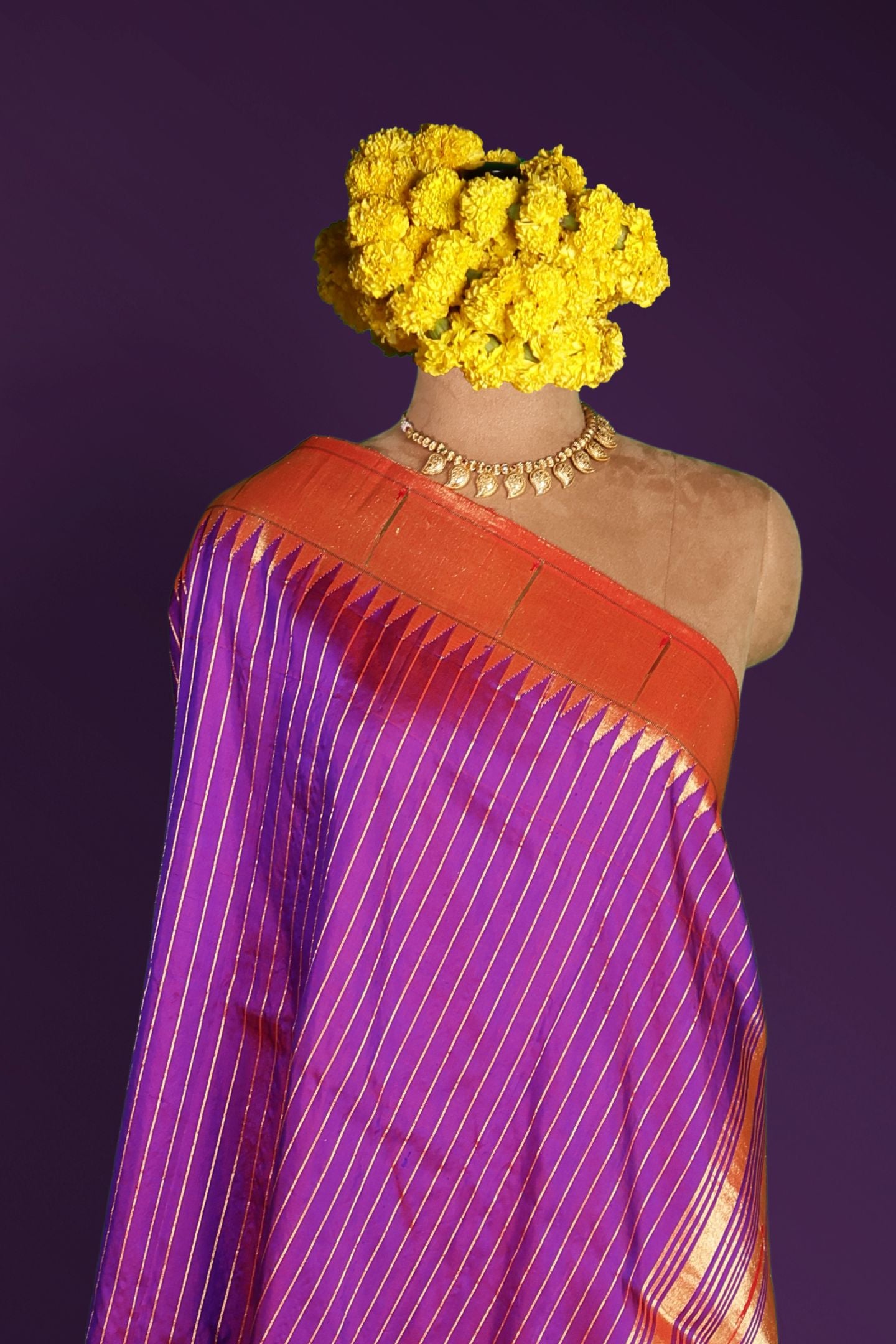 Hand Woven Stripes Muniya Pure Silk Dupatta