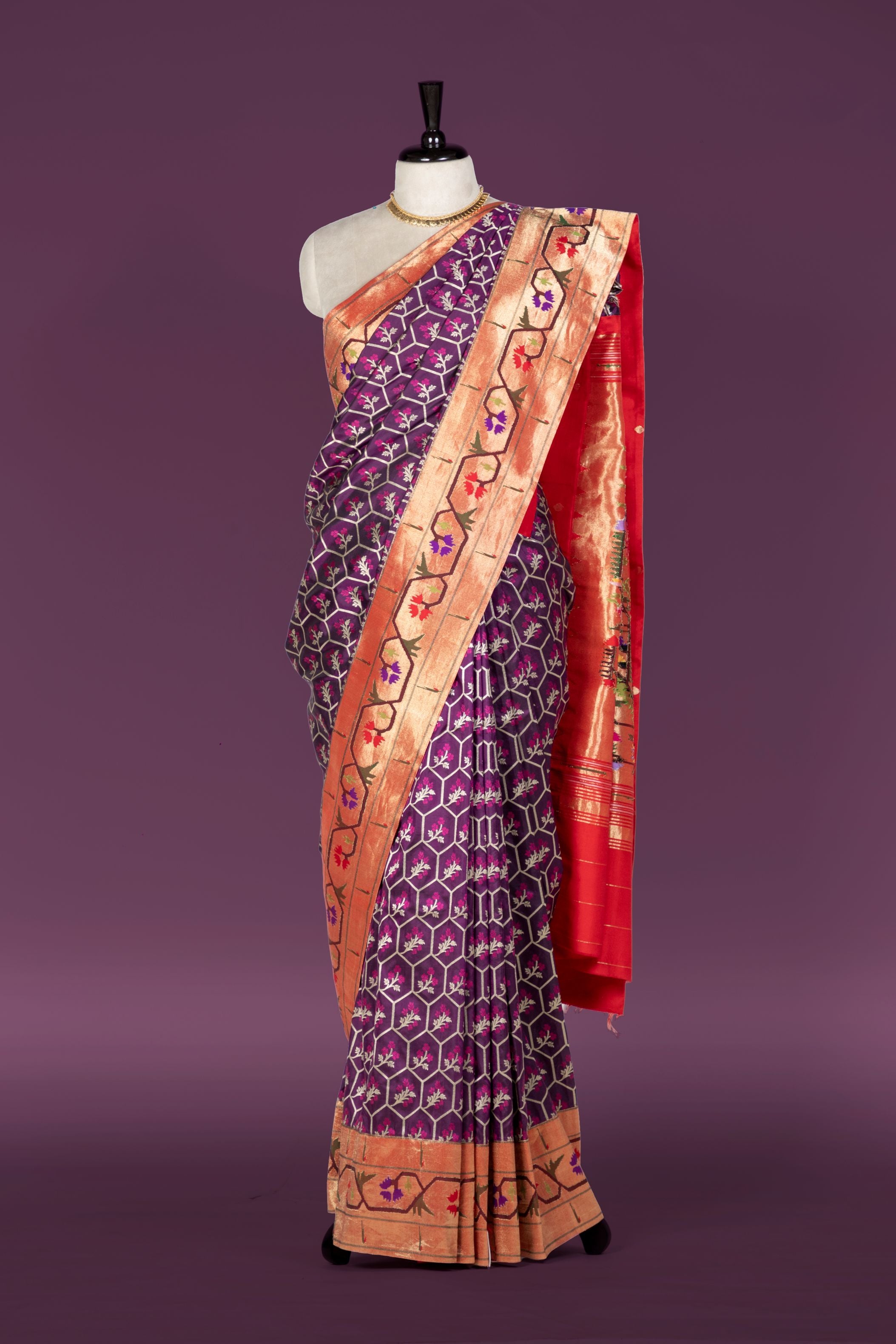 Hand Woven Pure Katan & Pure Silk Brocade Fusion Saree