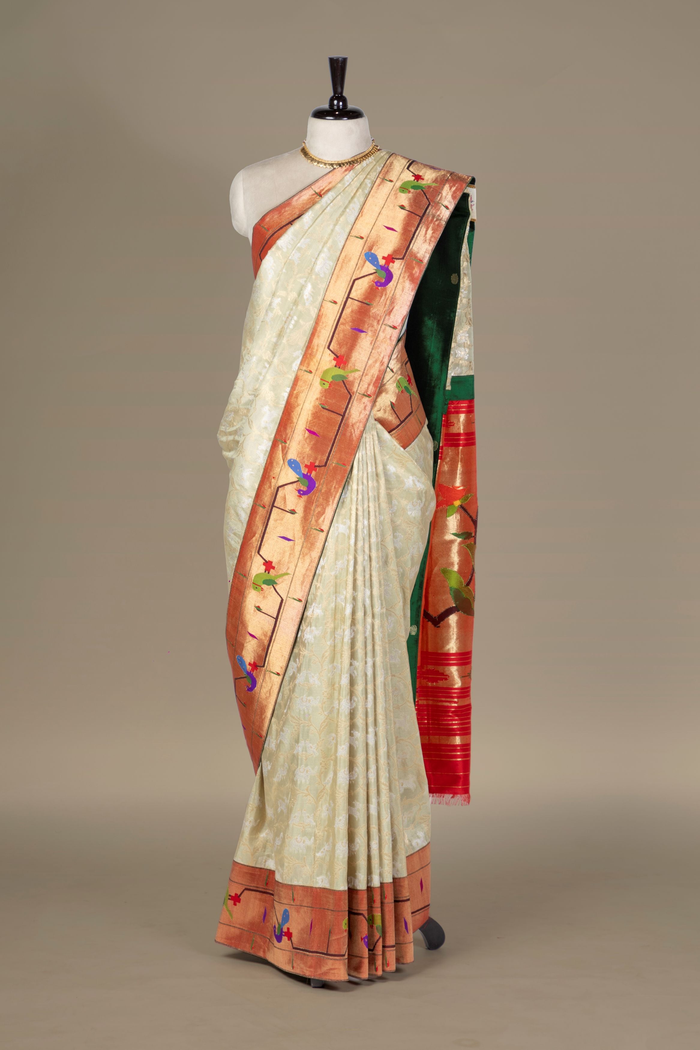 Hand Woven Pure Organza & Pure Silk Brocade Fusion Saree
