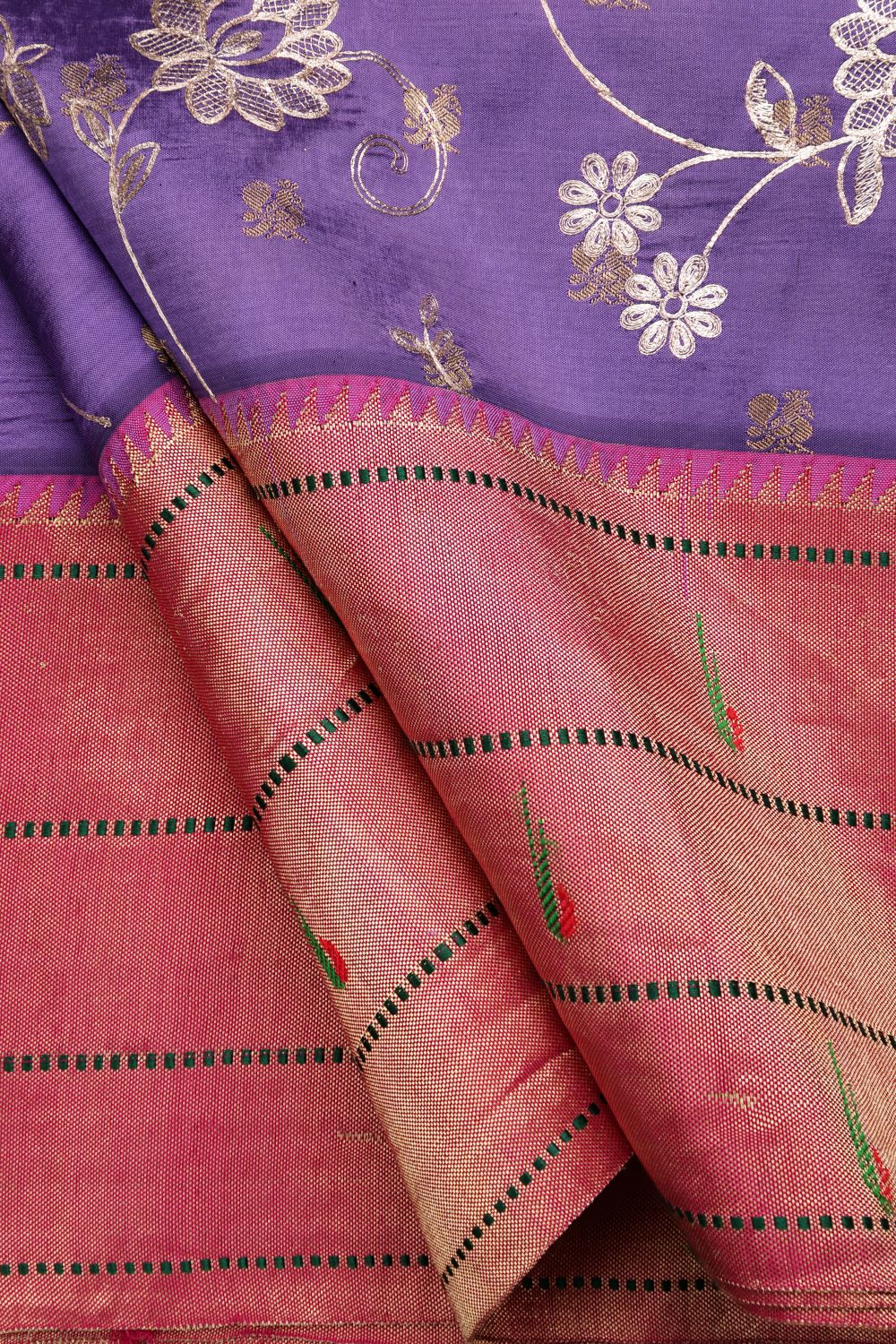 Handloom Peacock Parrot Border Pitta Work Paithani