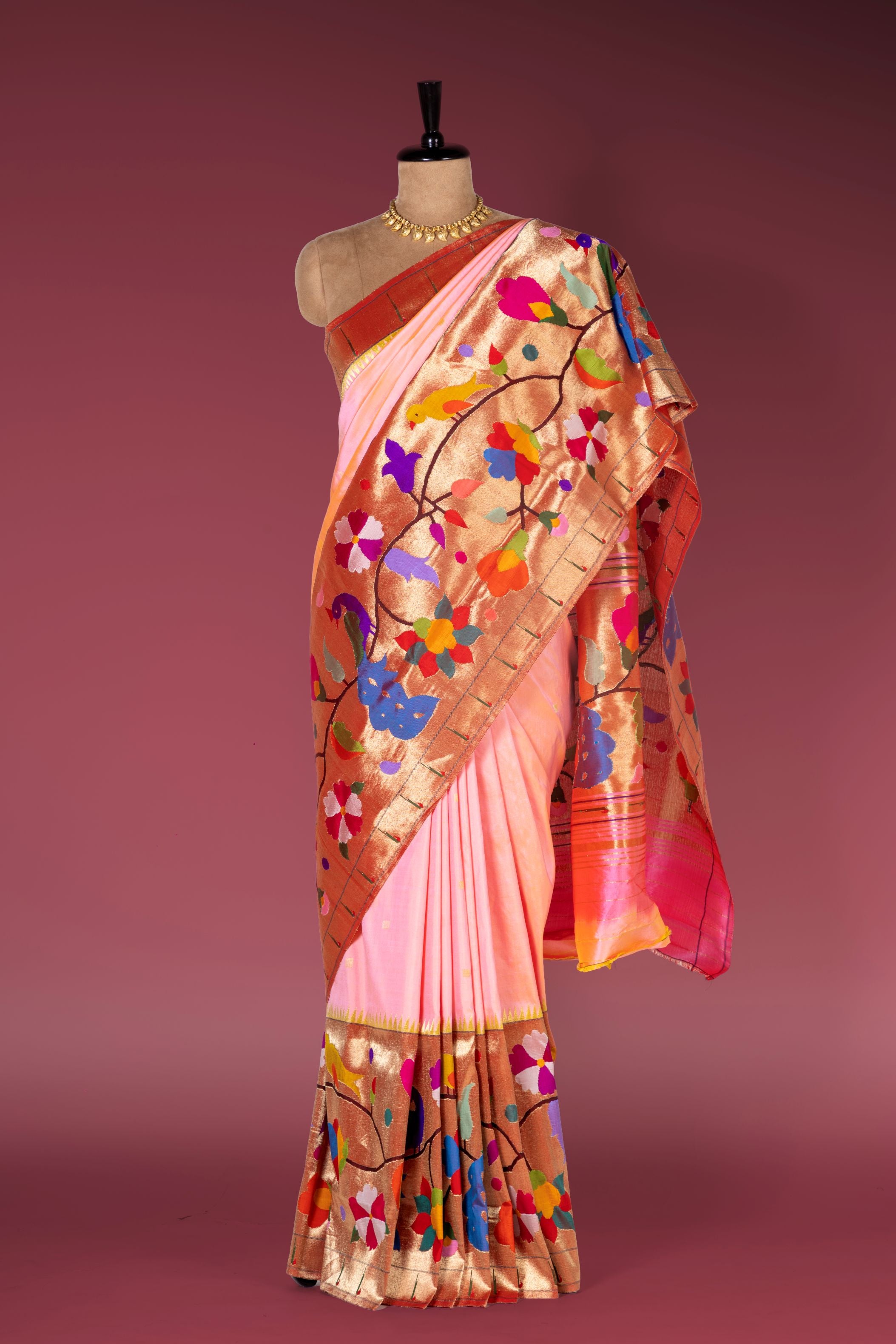 Hand Woven Half All Over Brocade Paithani