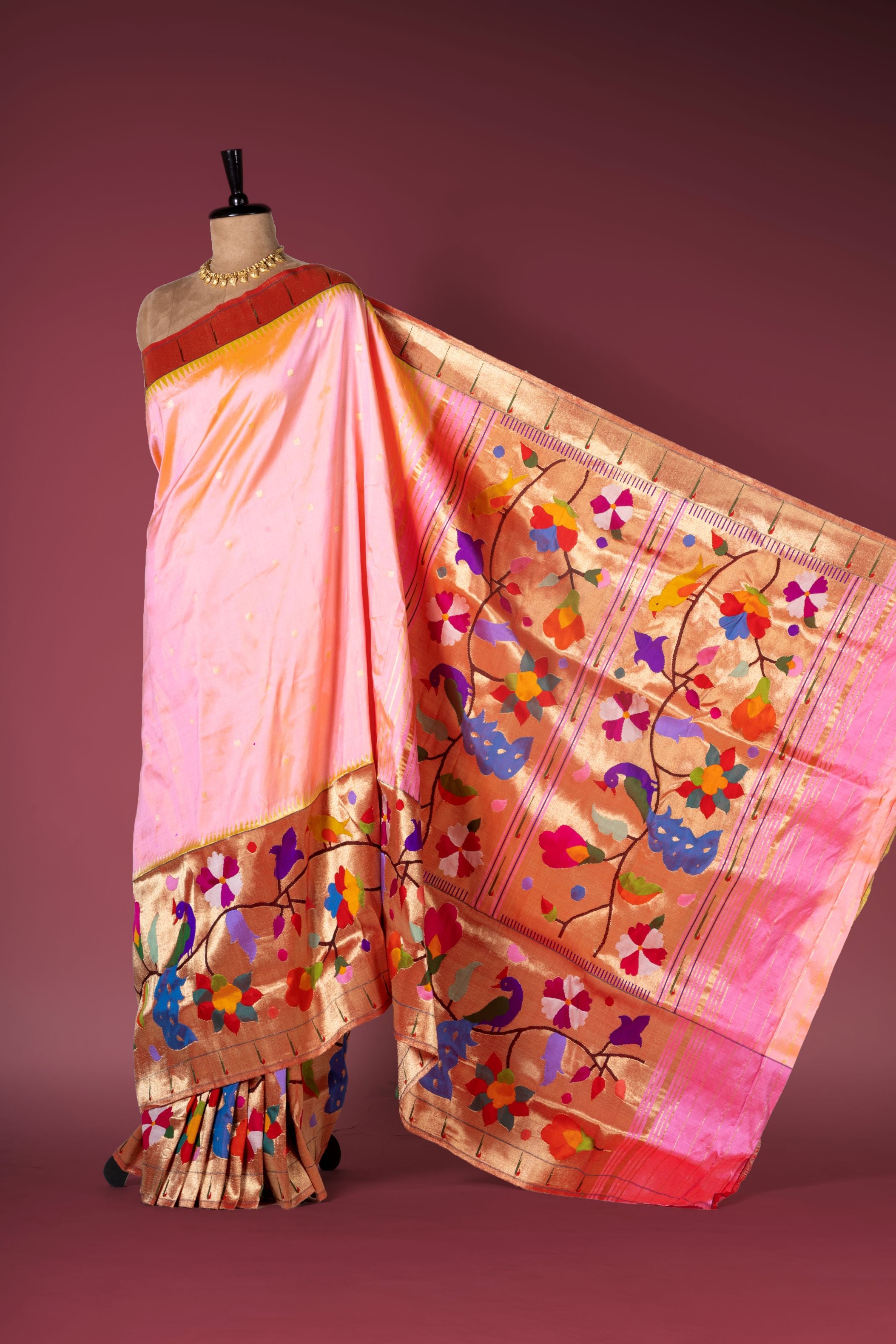 Hand Woven Half All Over Brocade Paithani