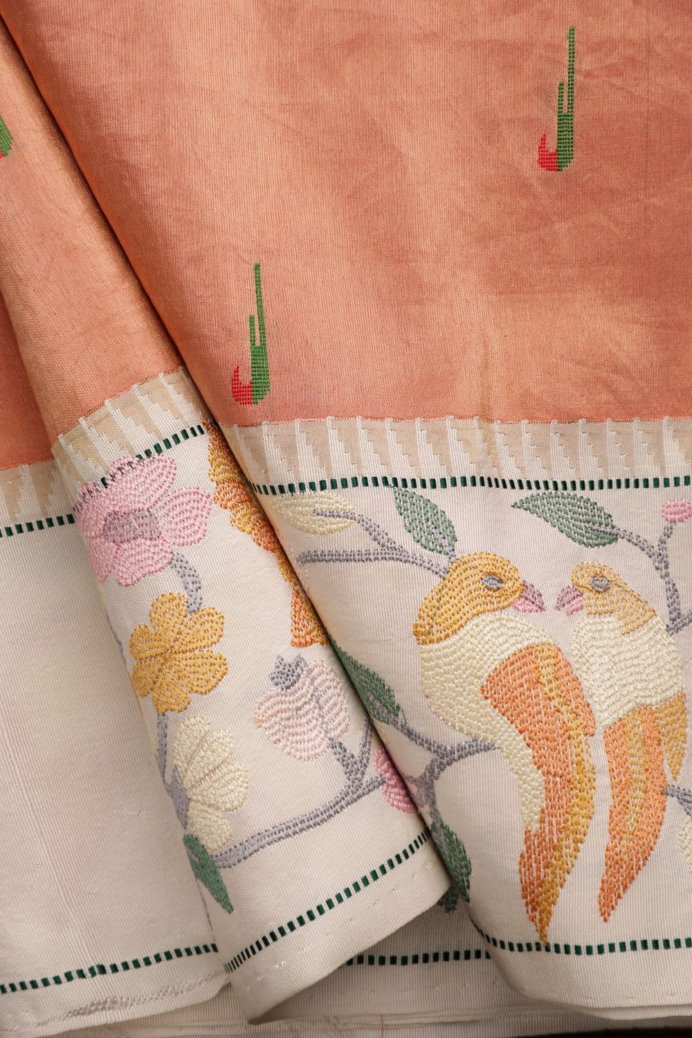 Traditional Pure Silk Hand Work Fusion Saree