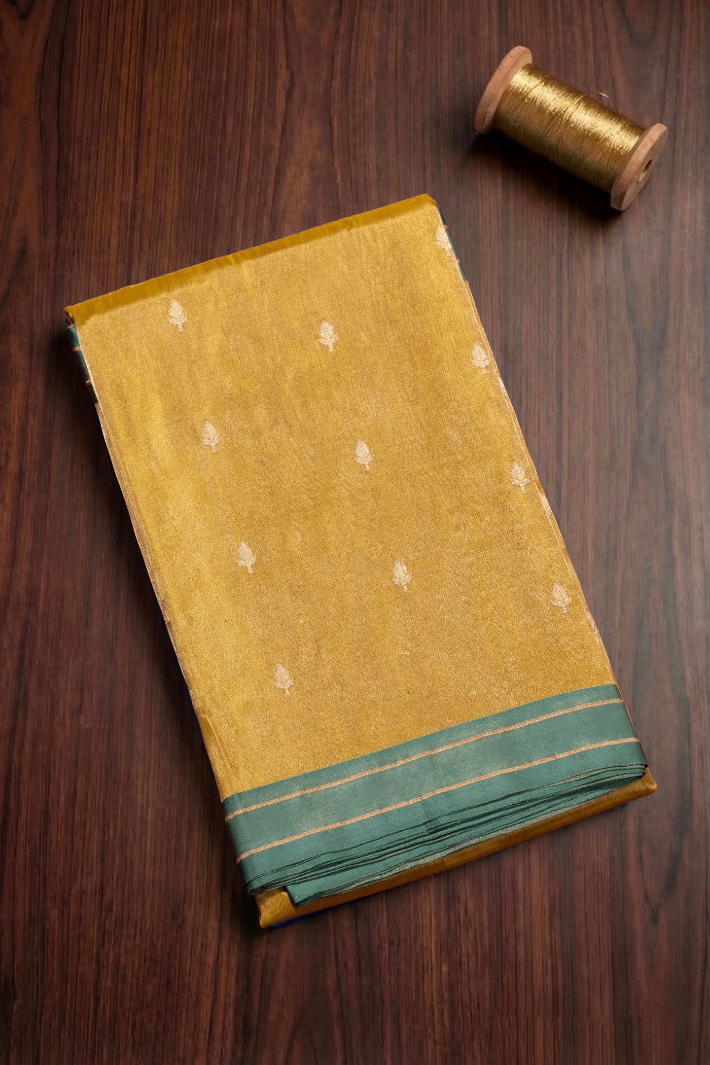 Hand Woven Pure Tissue Stripes Border Banarasi Saree