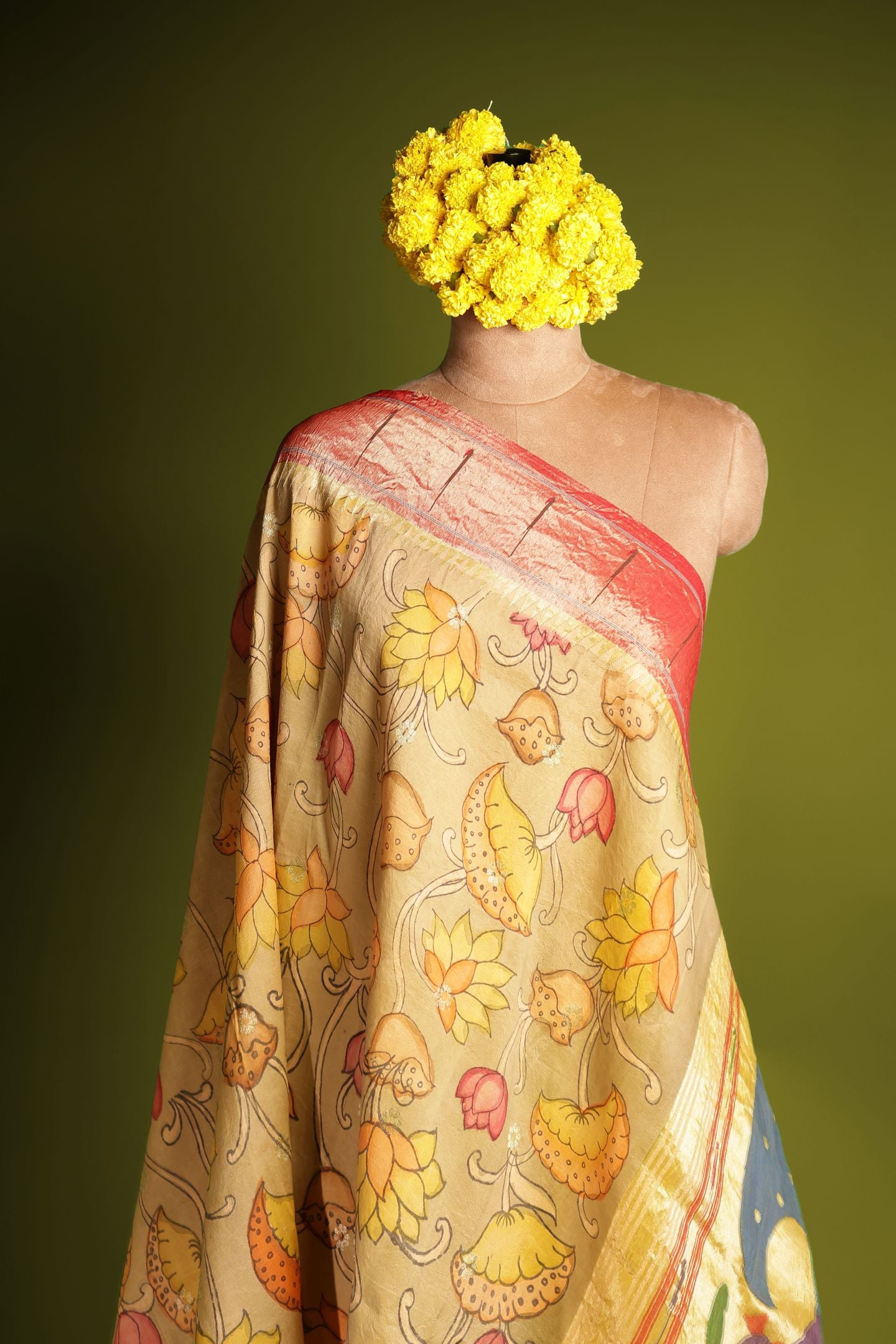 Hand Woven Kalamkari Single Muniya Dupatta